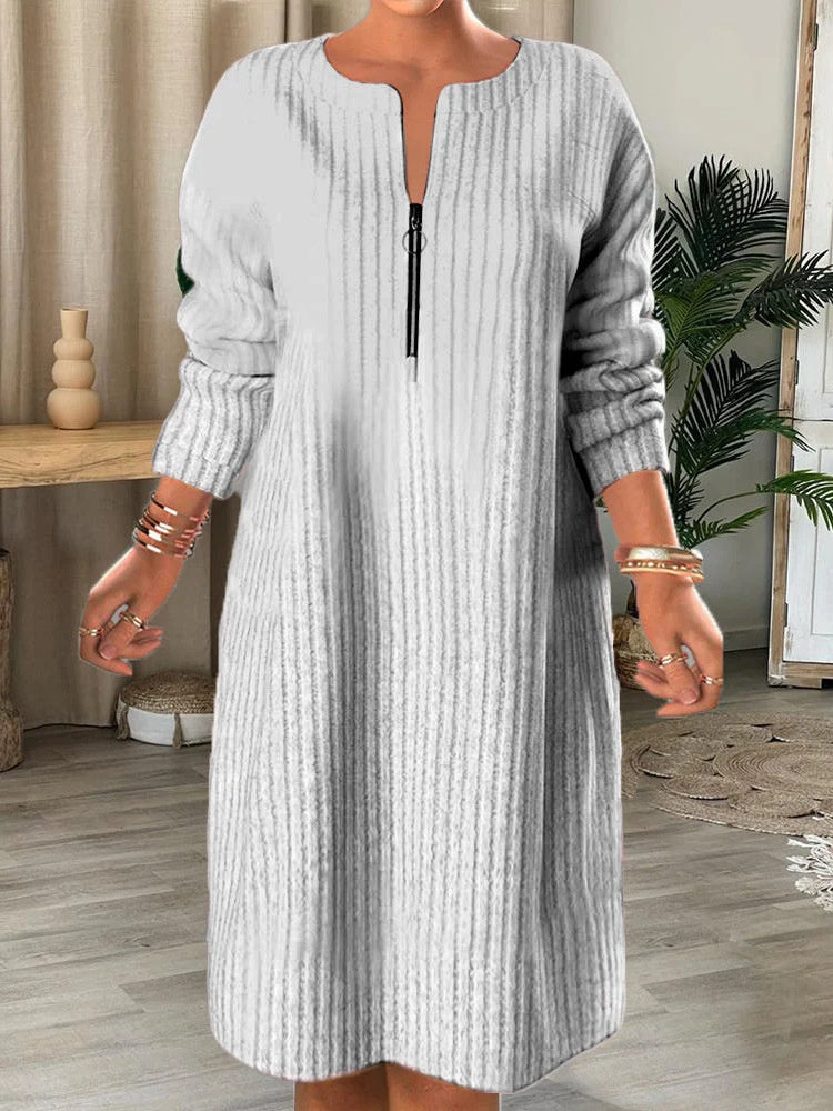 The Winter Contrast Zip-Front Sweater Maxi