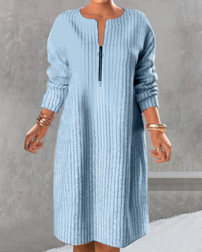 The Winter Contrast Zip-Front Sweater Maxi