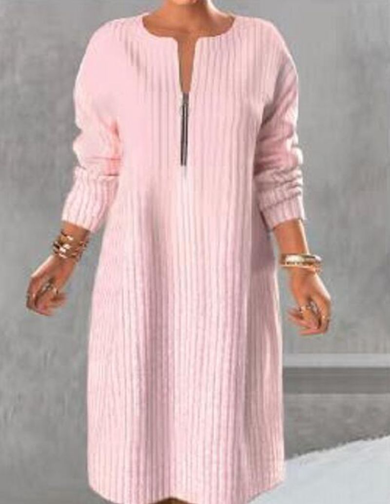 The Winter Contrast Zip-Front Sweater Maxi